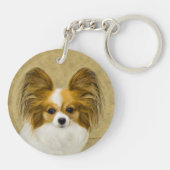 Papillon (Hound Tri) schilderen - Oorspronkelijke  Sleutelhanger (Achterkant)