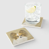 Papillon (Hound Tri) schilderen - Oorspronkelijke  Stenen Onderzetter (Zijkant)