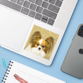 Papillon (Hound Tri) schilderen - Oorspronkelijke  Sticker (Laptop met iPhone)