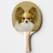 Papillon (Hound Tri) schilderen - Oorspronkelijke Tafeltennisbatje (Achterkant)