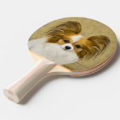 Papillon (Hound Tri) schilderen - Oorspronkelijke Tafeltennisbatje (Voorkant Gekanteld)