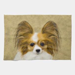 Papillon (Hound Tri) schilderen - Oorspronkelijke Theedoek