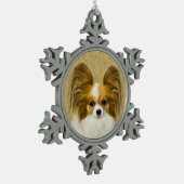 Papillon (Hound Tri) schilderen - Oorspronkelijke  Tin Sneeuwvlok Ornament (Links)