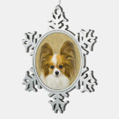 Papillon (Hound Tri) schilderen - Oorspronkelijke  Tin Sneeuwvlok Ornament (Rechts)