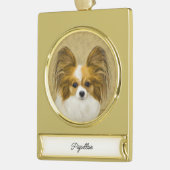 Papillon (Hound Tri) schilderen - Oorspronkelijke  Verguld Banner Ornament (Links)