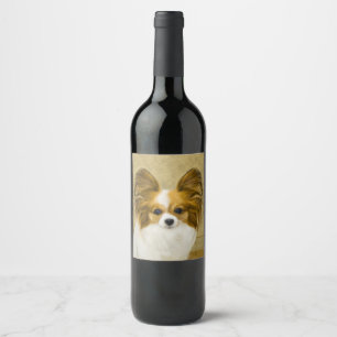 Papillon (Hound Tri) schilderen - Oorspronkelijke  Wijn Etiket