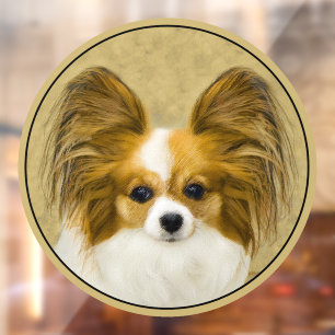 Papillon (Hound Tri) Schilderij - Originele Honden Raamsticker