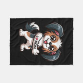 Papillon I Love Mom Funny Dog Tattoo Fleece Deken (Voorkant (Horizontaal))