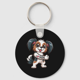 Papillon I Love Mom Funny Dog Tattoo Sleutelhanger