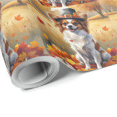 Papillon in de herfst verlaat de Thanksgiving kuns Cadeaupapier (Rol Hoek)