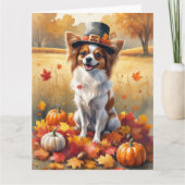 Papillon in de herfst verlaat de Thanksgiving kuns Kaart (Voorkant)