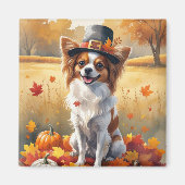 Papillon in de herfst verlaat de Thanksgiving kuns Magneet (Voorkant)