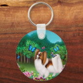 Papillon in de tuin sleutelhanger (Voorkant)