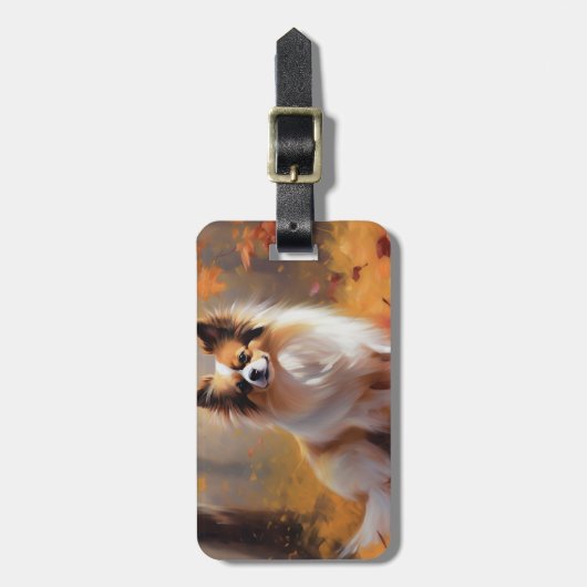 Papillon in Herfstbladeren Herfst Inspire Bagagelabel (Voorkant verticaal)