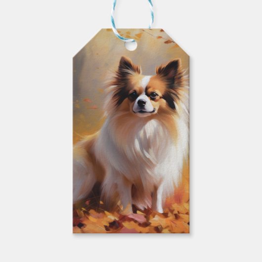 Papillon in Herfstbladeren Herfst Inspire Cadeaulabel (Voorkant)