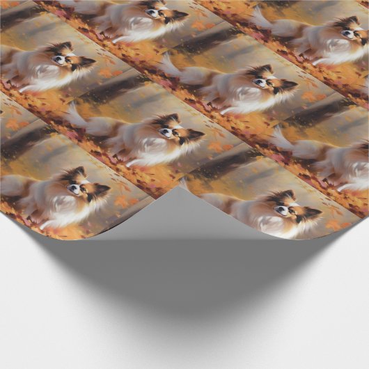 Papillon in Herfstbladeren Herfst Inspire Cadeaupapier (Hoek)