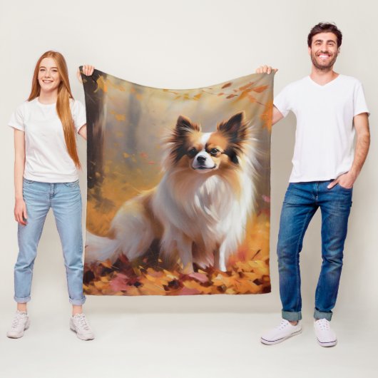 Papillon in Herfstbladeren Herfst Inspire Fleece Deken (In situ)