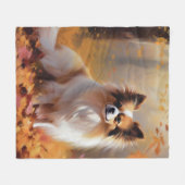 Papillon in Herfstbladeren Herfst Inspire Fleece Deken (Voorkant (Horizontaal))