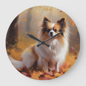 Papillon in Herfstbladeren Herfst Inspire Grote Klok (Voorkant)