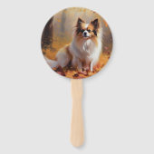 Papillon in Herfstbladeren Herfst Inspire Handwaaier (Achterkant)