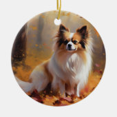Papillon in Herfstbladeren Herfst Inspire Keramisch Ornament (Voorkant)
