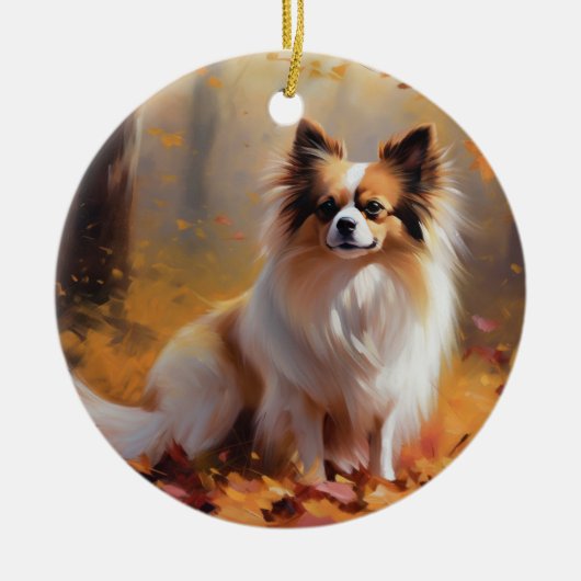 Papillon in Herfstbladeren Herfst Inspire Keramisch Ornament (Voorkant)