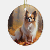 Papillon in Herfstbladeren Herfst Inspire Keramisch Ornament (Links)
