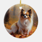 Papillon in Herfstbladeren Herfst Inspire Keramisch Ornament (Achterkant)