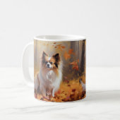Papillon in Herfstbladeren Herfst Inspire Koffiemok (Voorkant links)