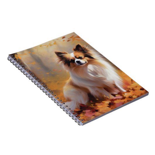 Papillon in Herfstbladeren Herfst Inspire Notitieboek (Rechterzijde)