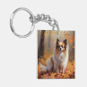 Papillon in Herfstbladeren Herfst Inspire Sleutelhanger (Voorkant Links)