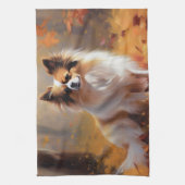 Papillon in Herfstbladeren Herfst Inspire Theedoek (Verticaal)