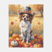 Papillon in herfstbladeren Thanksgiving kunst Fleece Deken (Voorkant)