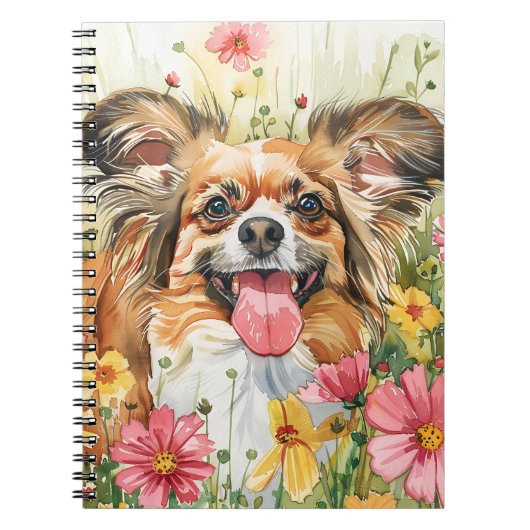Papillon Journal – Watercolor Dog Cover Notitieboek (Voorkant)