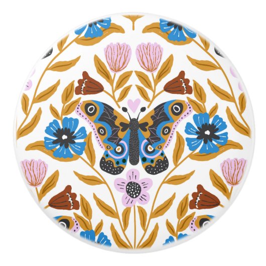 Papillon Kaleidoscoop Keramische Knop (Voorkant)