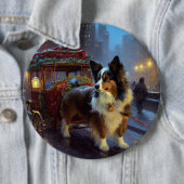 Papillon Kerst Feestelijke Periode Ronde Button 6,0 Cm (In situ)