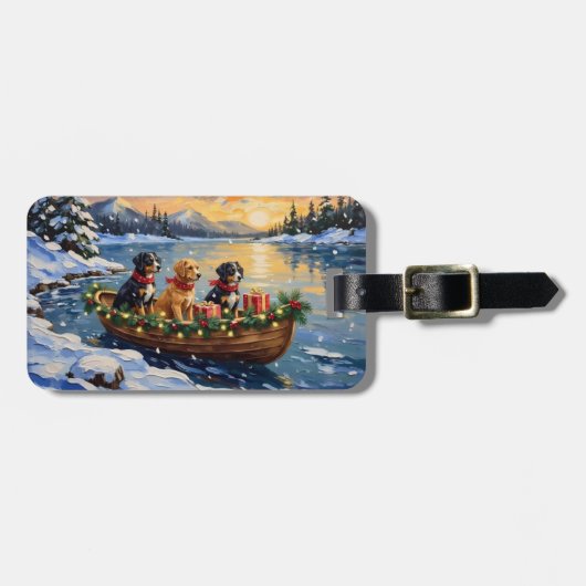 Papillon Kerstboot Vakantie Bagagelabel (Voorkant horizontaal)