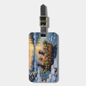 Papillon Kerstboot Vakantie Bagagelabel (Voorkant verticaal)