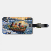 Papillon Kerstboot Vakantie Bagagelabel (Achterkant horizontaal)
