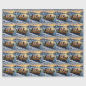 Papillon Kerstboot Vakantie Cadeaupapier (Vlak)