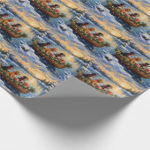 Papillon Kerstboot Vakantie Cadeaupapier (Hoek)