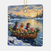 Papillon Kerstboot Vakantie Keramisch Ornament (Links)