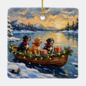 Papillon Kerstboot Vakantie Keramisch Ornament (Achterkant)
