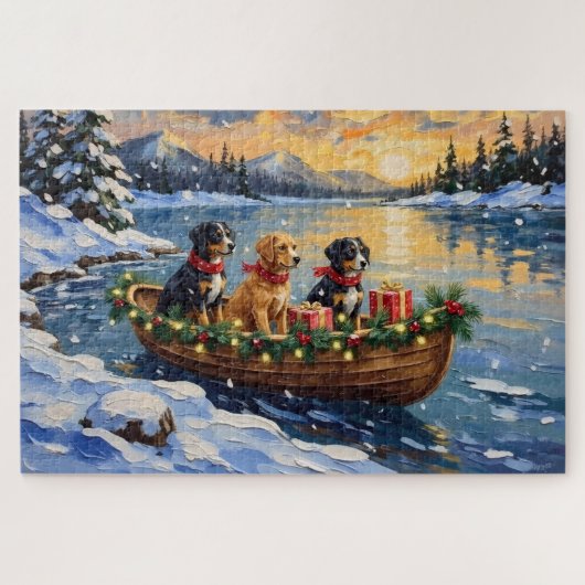 Papillon Kerstboot Vakantie Legpuzzel (Horizontaal)