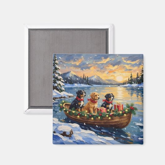 Papillon Kerstboot Vakantie Magneet (Voorkant / Achterkant)