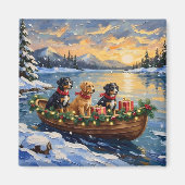 Papillon Kerstboot Vakantie Magneet (Voorkant)