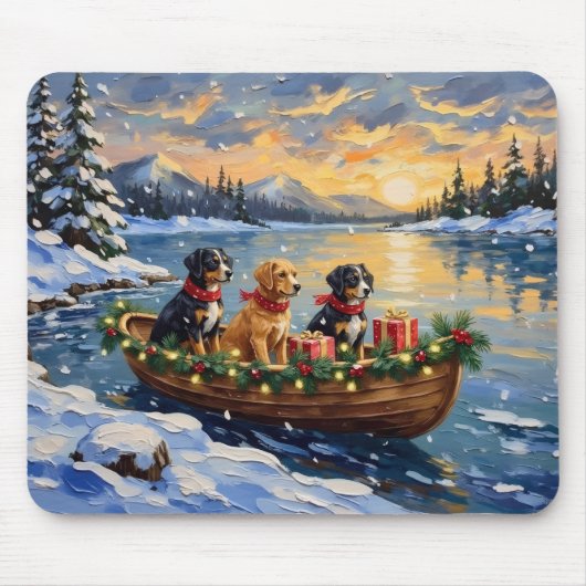 Papillon Kerstboot Vakantie Muismat (Voorkant)
