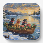 Papillon Kerstboot Vakantie Papieren Bordje (Voorkant)