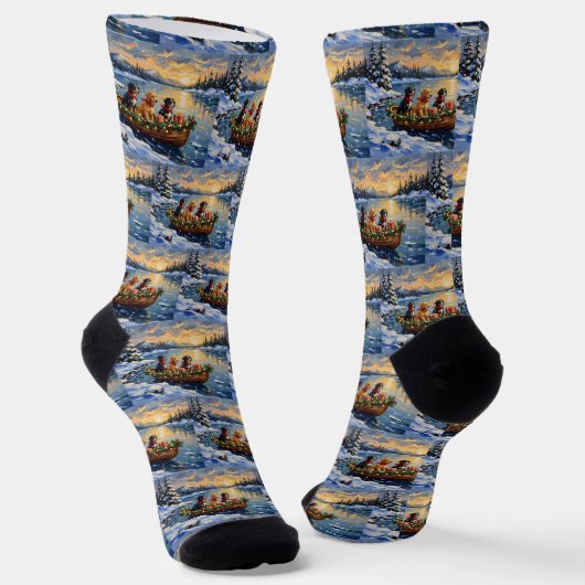 Papillon Kerstboot Vakantie Sokken (Gebogen)