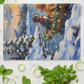 Papillon Kerstboot Vakantie Theedoek (Gevouwen)